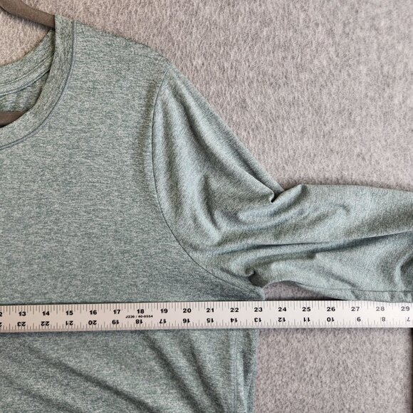 Athleta Top Womens 1X Blue Heathered Uptempo Thumbholes Hi Low Slit Sides - Picture 7 of 11